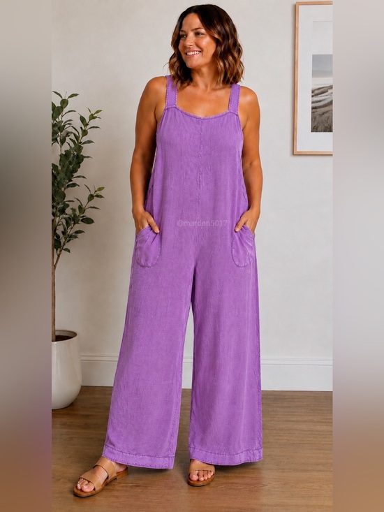 Zenana Outfitters Pants - Zenana Relaxed Wide-Leg Pink Jumpsuit with Pockets